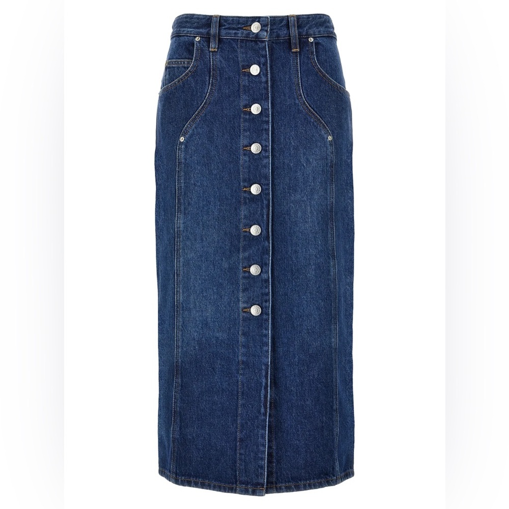 Isabel Marant Dark Blue Denim Button-Front Midi Skirt - Picture 3 of 10